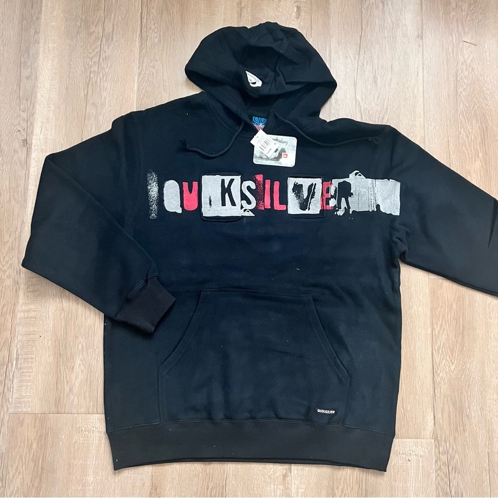 Vintage Quicksilver Hoodie Sweatshirt Black Y2K Men’s‎ Size M NWT